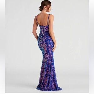 Windsor Strapless Sequin Mermaid Dress - Blue and Pink